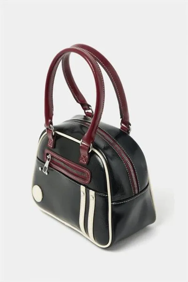 Retro Bowling Hand and Shoulder Bag Black