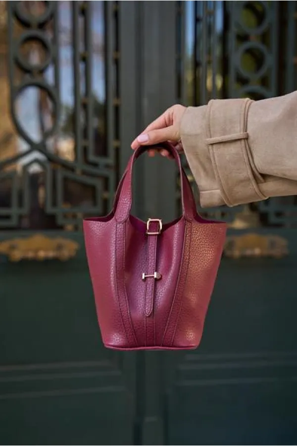 Sac panier avec accessoire de verrouillage, rouge bordeaux
