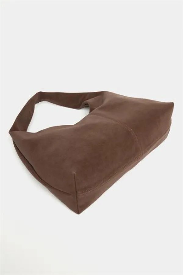 Sac cabas en daim marron pour femme - Modèle vintage souple