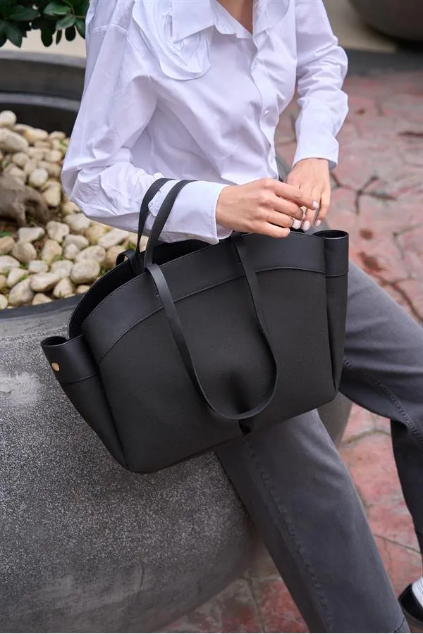 Sac fourre-tout contrasté noir
