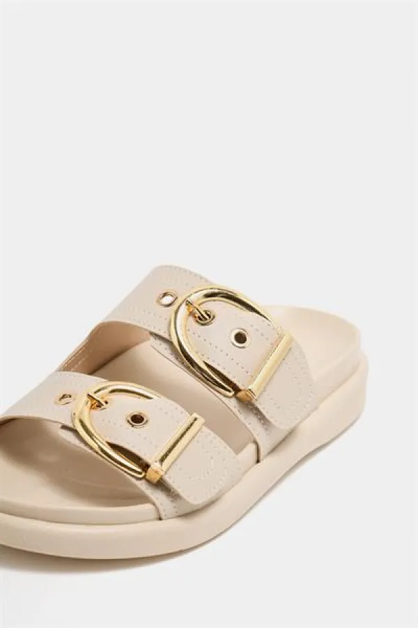 Chaussons décontractés élégants à double boucle crème