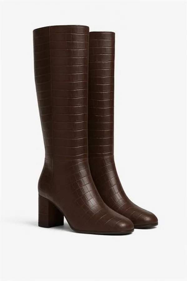 Bottes en crocodile marron