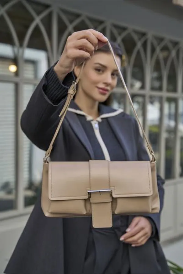 Sac à main et à bandoulière enduit Vison