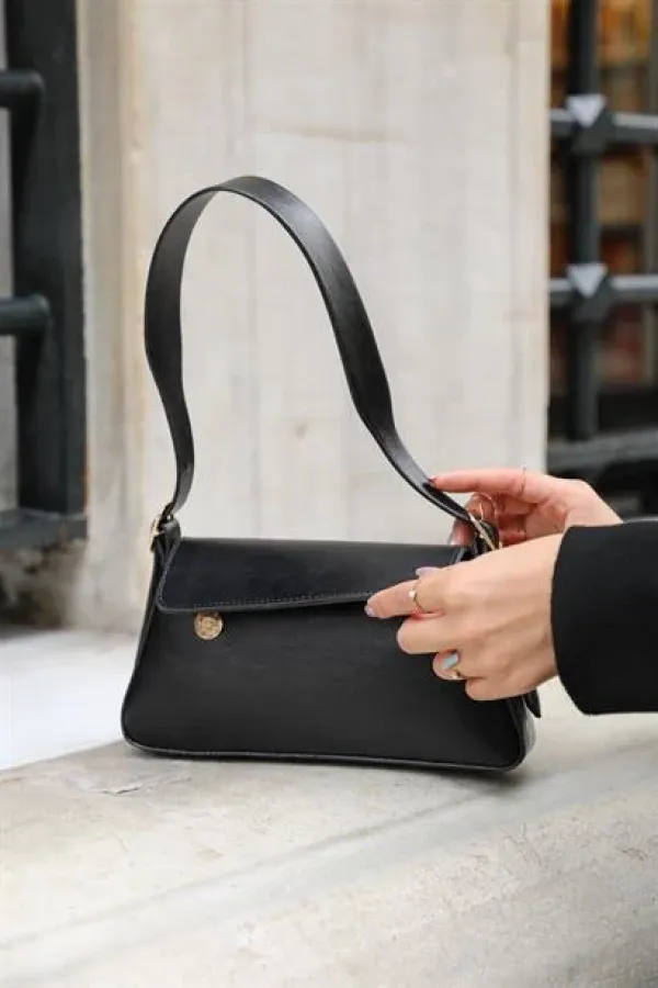 Sac à bandoulière pour femme Alba Simple Design avec housse - Noir