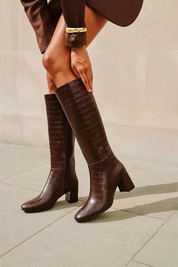 Bottes en crocodile marron