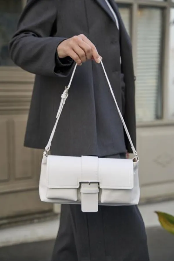 Sac à main et à bandoulière enduit blanc