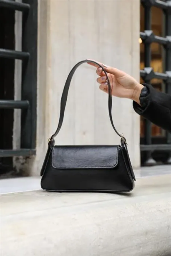 Sac à bandoulière pour femme Alba Simple Design avec housse - Noir