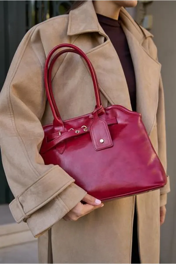 Sac à main rétro avec ceinture, rouge