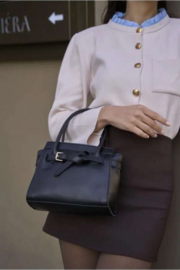 Mini sac à main et à bandoulière avec ceinture détaillée noir
