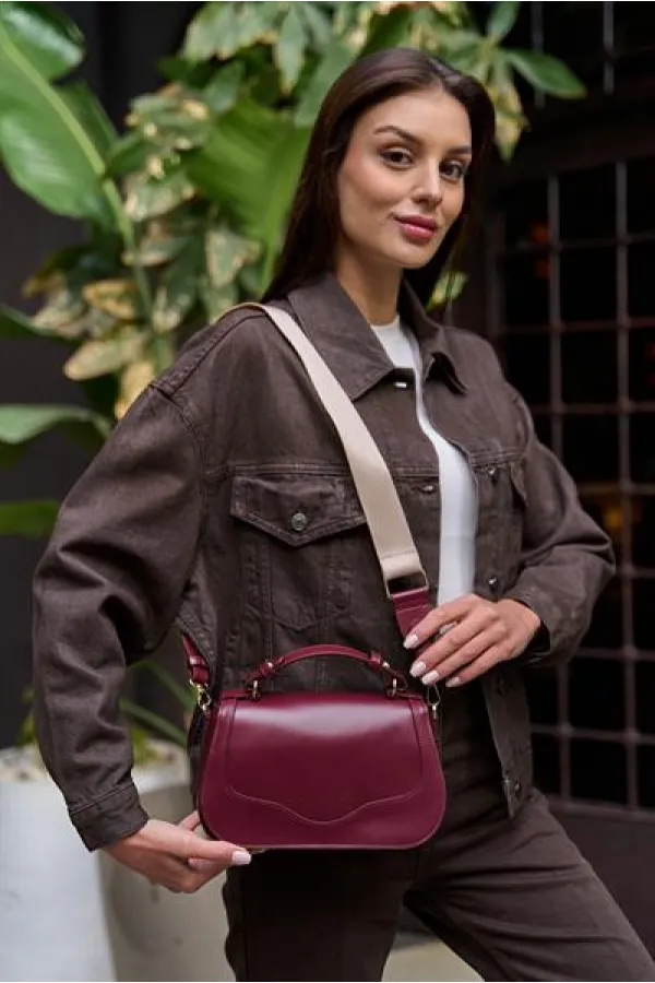 Sac à main et à bandoulière à clapet Bordeaux