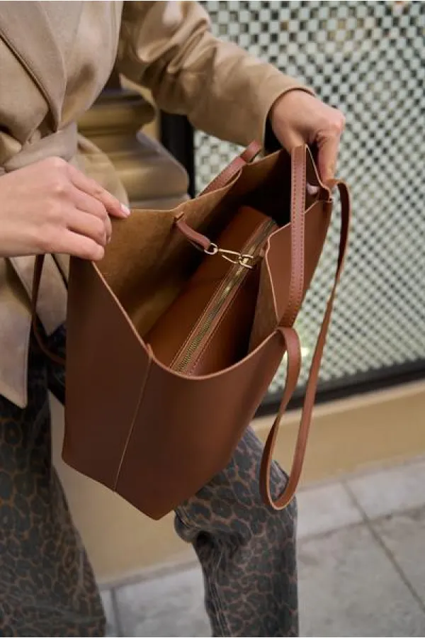 Sac fourre-tout à boucle beige