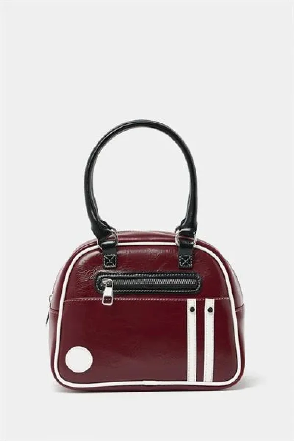 Retro Bowling Hand and Shoulder Bag Claret Red