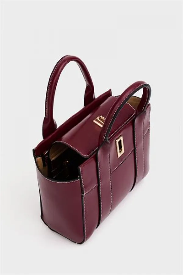 Mini sac fourre-tout à main et à bandoulière rouge bordeaux