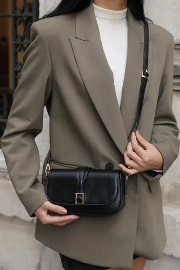 Sac bandoulière à boucle Alina pour femme - Noir