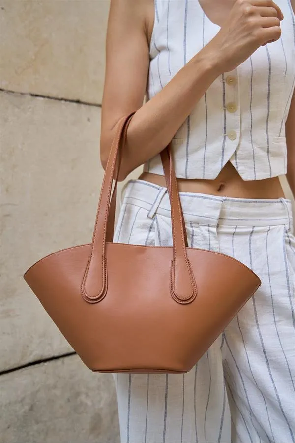 Sac cabas aspect cuir beige
