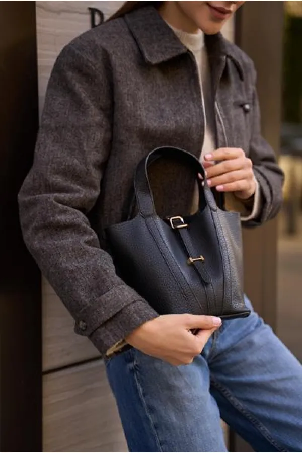 Sac panier avec accessoire de verrouillage noir