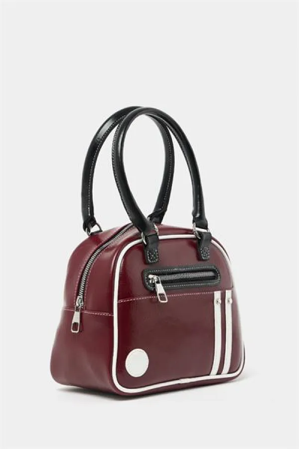 Retro Bowling Hand and Shoulder Bag Claret Red