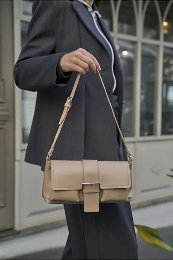 Sac à main et à bandoulière enduit Vison