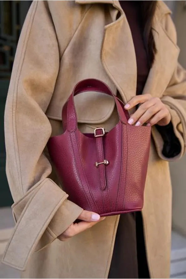 Sac panier avec accessoire de verrouillage, rouge bordeaux