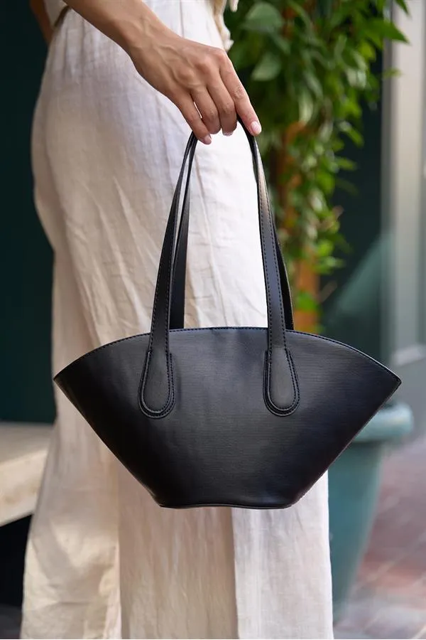 Sac cabas aspect cuir noir
