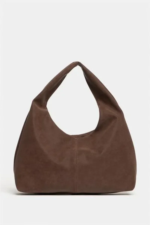 Sac cabas en daim marron pour femme - Modèle vintage souple