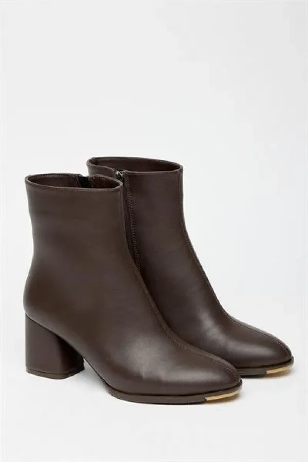 Bottes et bottines marron à talons hauts pour femmes – Bottes zippées décontractées et élégantes