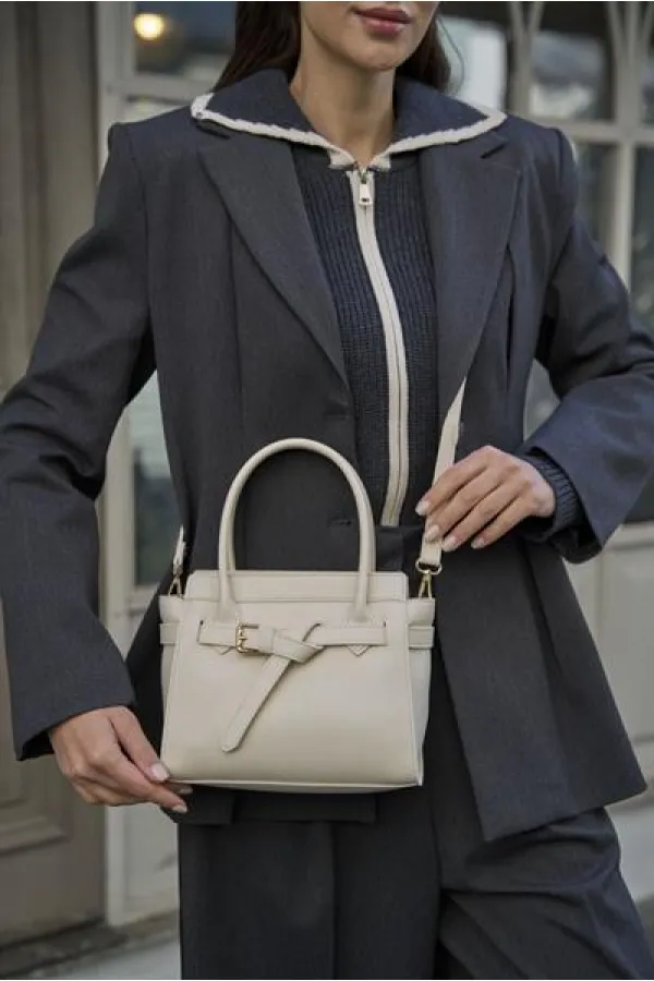 Mini sac à main et à bandoulière avec ceinture détaillée beige