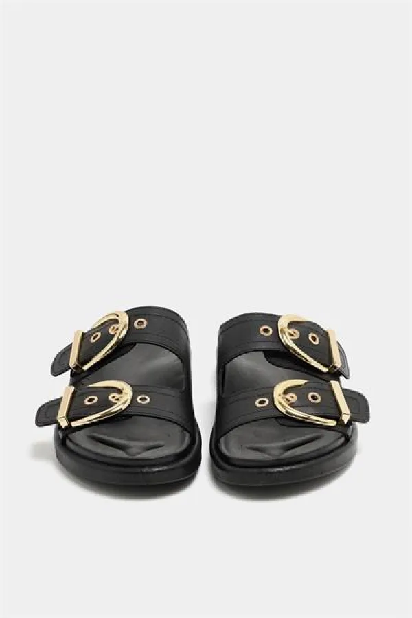 Chaussons décontractés élégants à double boucle, noirs