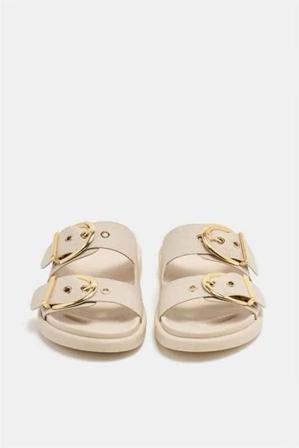 Chaussons décontractés élégants à double boucle crème