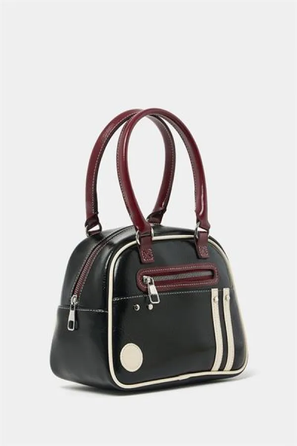 Retro Bowling Hand and Shoulder Bag Black