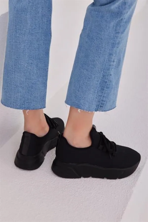 Baskets montantes en maille et chaussures de sport décontractées, noires
