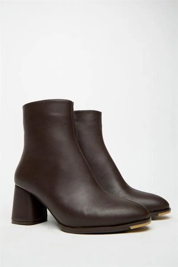 Bottes et bottines marron à talons hauts pour femmes – Bottes zippées décontractées et élégantes