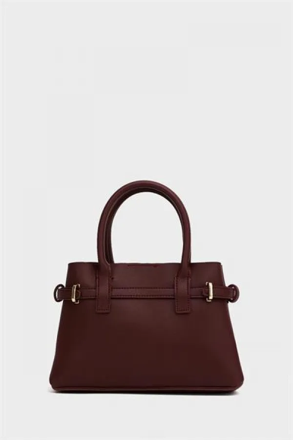 Mini sac à main et à bandoulière détaillé avec cadenas rouge bordeaux