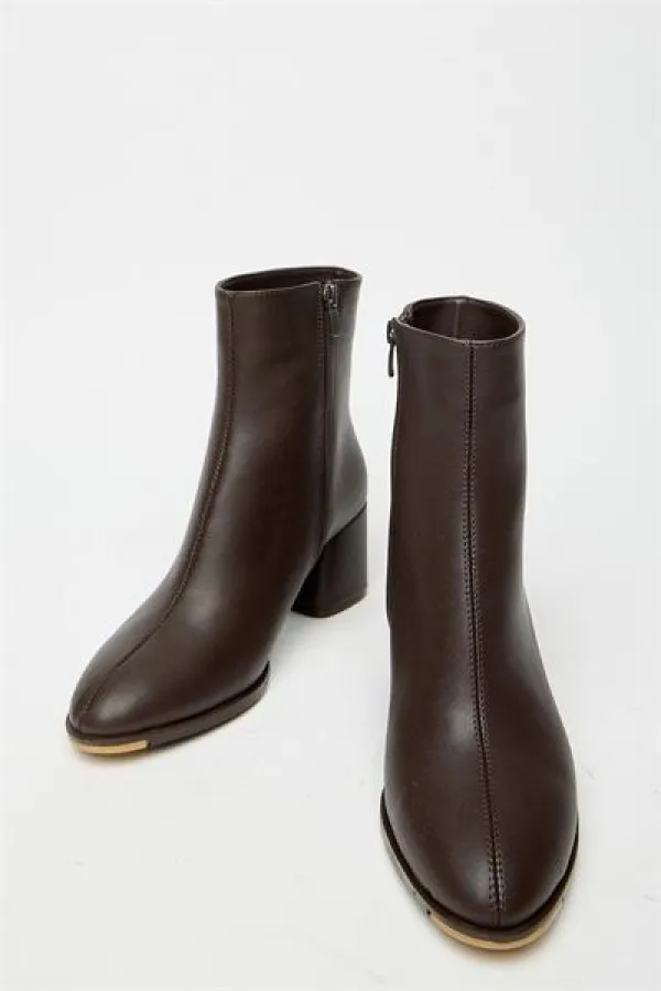 Bottes et bottines marron à talons hauts pour femmes – Bottes zippées décontractées et élégantes