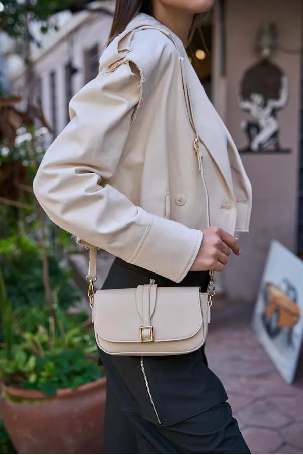 Sac bandoulière à boucle Alina pour femme - Crème