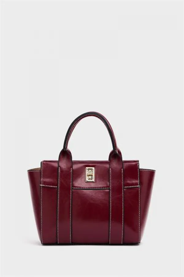 Mini sac fourre-tout à main et à bandoulière rouge bordeaux