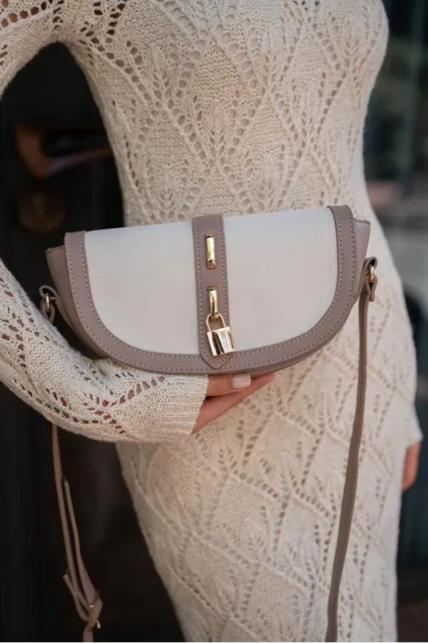 Sac bandoulière Diva Contrast Design pour femme - Vison foncé-crème