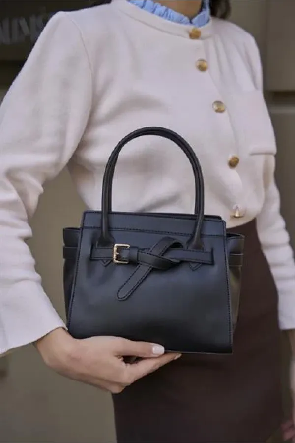 Mini sac à main et à bandoulière avec ceinture détaillée noir