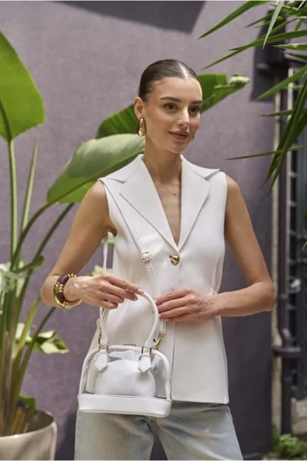 Transparent Mini Hand and Shoulder Bag White Transparent Mini Hand and Shoulder Bag White