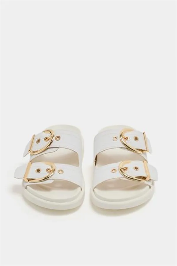 Chaussons décontractés élégants à double boucle blancs