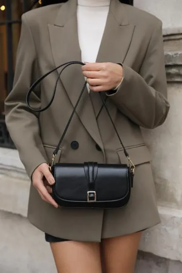 Sac bandoulière à boucle Alina pour femme - Noir