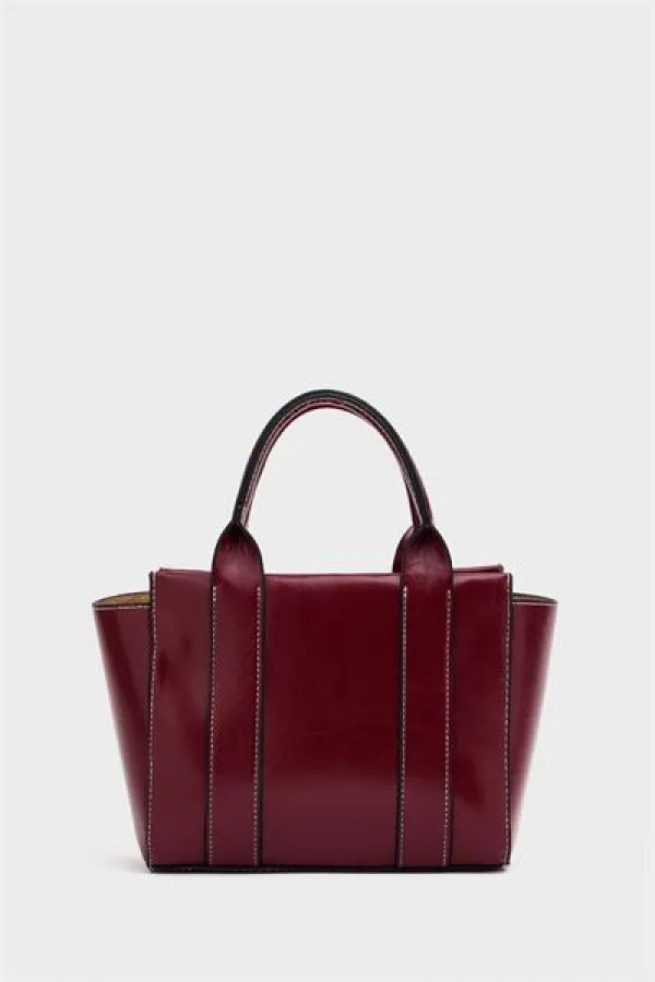 Mini sac fourre-tout à main et à bandoulière rouge bordeaux