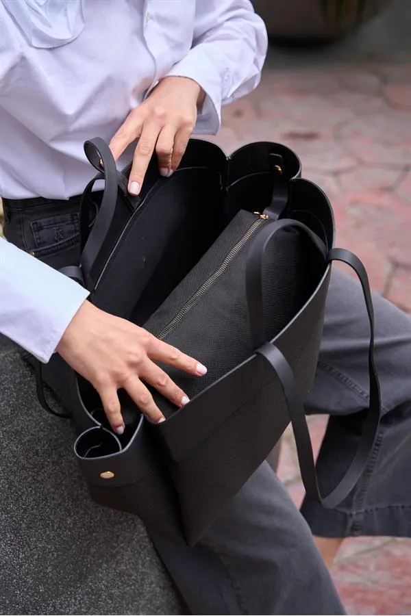 Sac fourre-tout contrasté noir