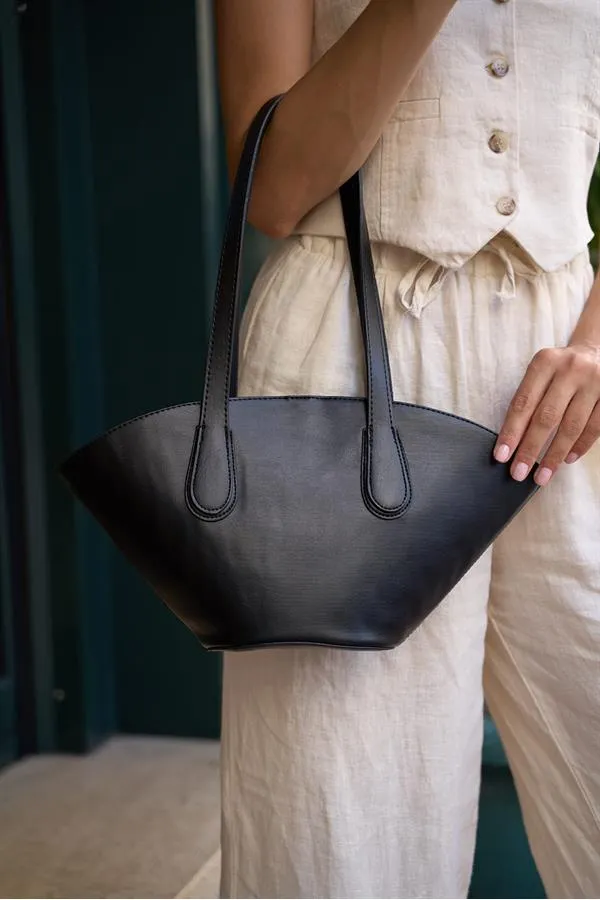 Sac cabas aspect cuir noir