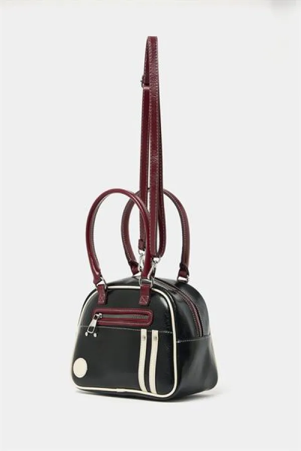 Retro Bowling Hand and Shoulder Bag Black