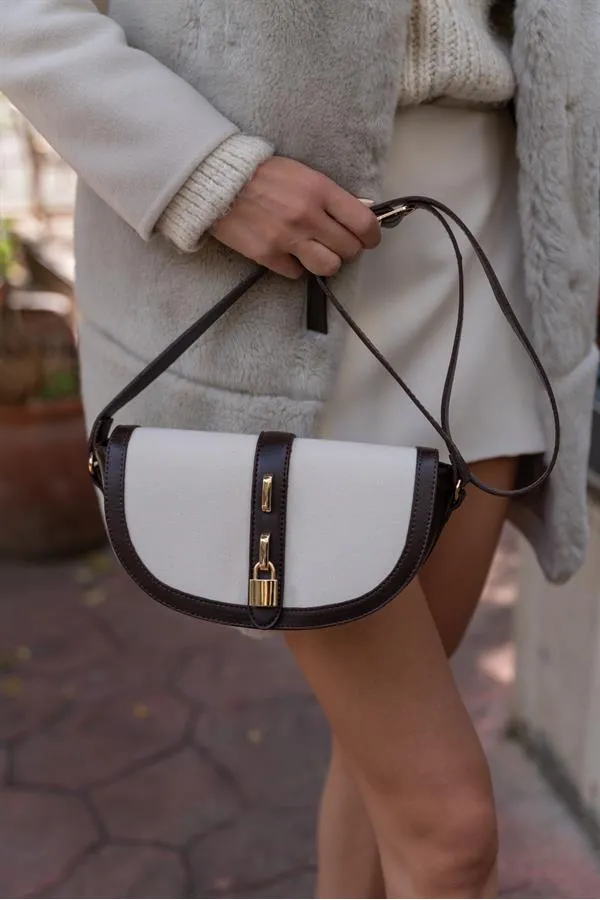 Sac bandoulière Diva Contrast Design pour femme - Marron crème
