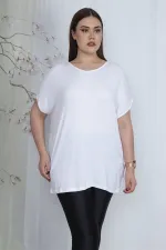 Kadın Beyaz V Yakalı Düşük Kol Bluz 65N23546