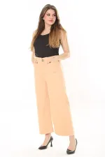 Kadın Büyük Beden Oranj Geniş Paçalı 4 Cepli Likralı Yüksek Bel Kot Pantolon 65N37920