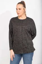 Kadın Antrasit Rahat Kesim Düşük Kollu Simli Tunik 65N35495