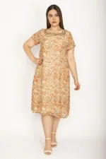 Kadın Renkli Astarlı Şifon Elbise 65N26549